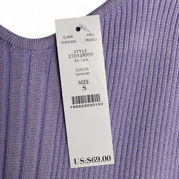 WHBM White House Black Market Fitted Ribbed Tank Top Lavender Small NWT Stretchy - Picture 5 of 9